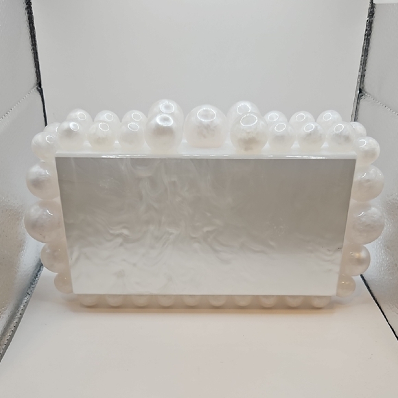 Handbags - White Pearl Clutch Bag